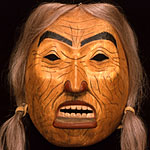 Maske einer alten Frau mit Lippenschmuck, Gitskau/Tsimshian, 1978